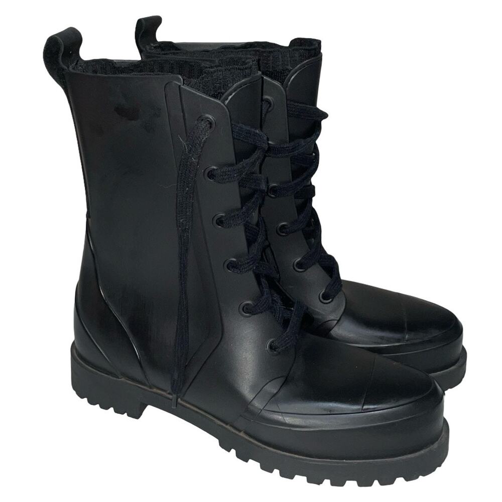 Porte & Paire Black Rubber Rain Boots    Size: US 9